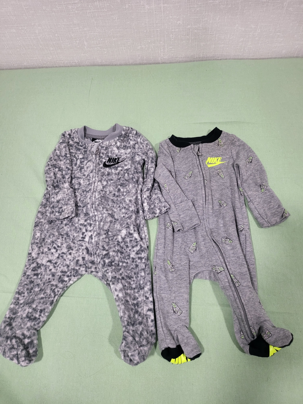 Nike Grey Baby One-Piece Footed Sleepers - 2-Pack